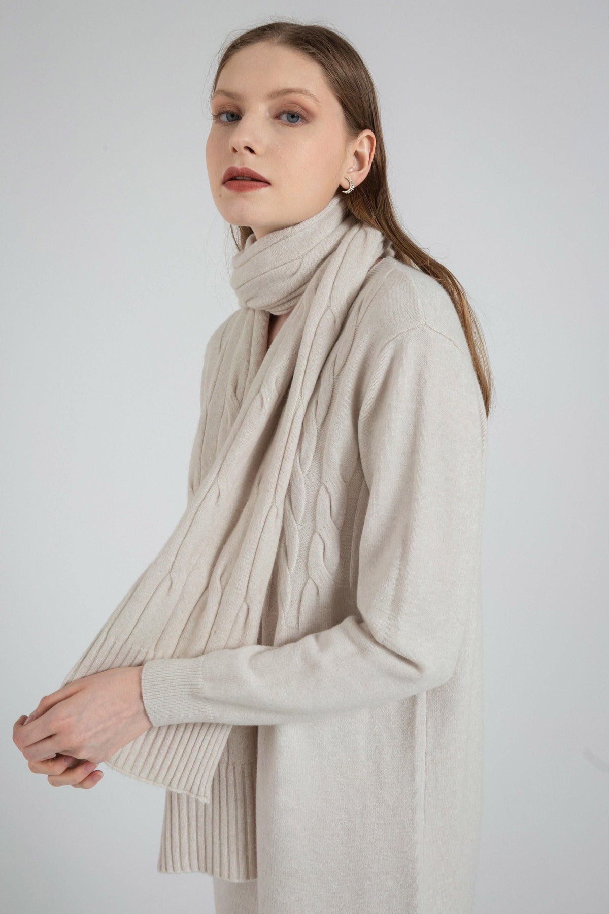 Long Sleeve Sweater Dress and Scarf