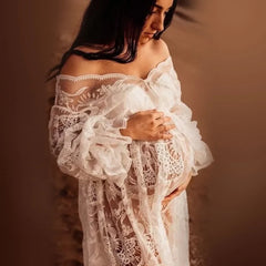 Hollow Out Crochet Maternity Photoshoot Lace Dress