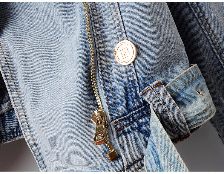 Denim Cropped Trench Jacket