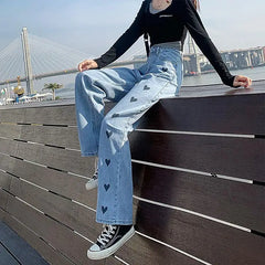 Chic Design High Waist Wide Leg Streetwear Baggy Jeans