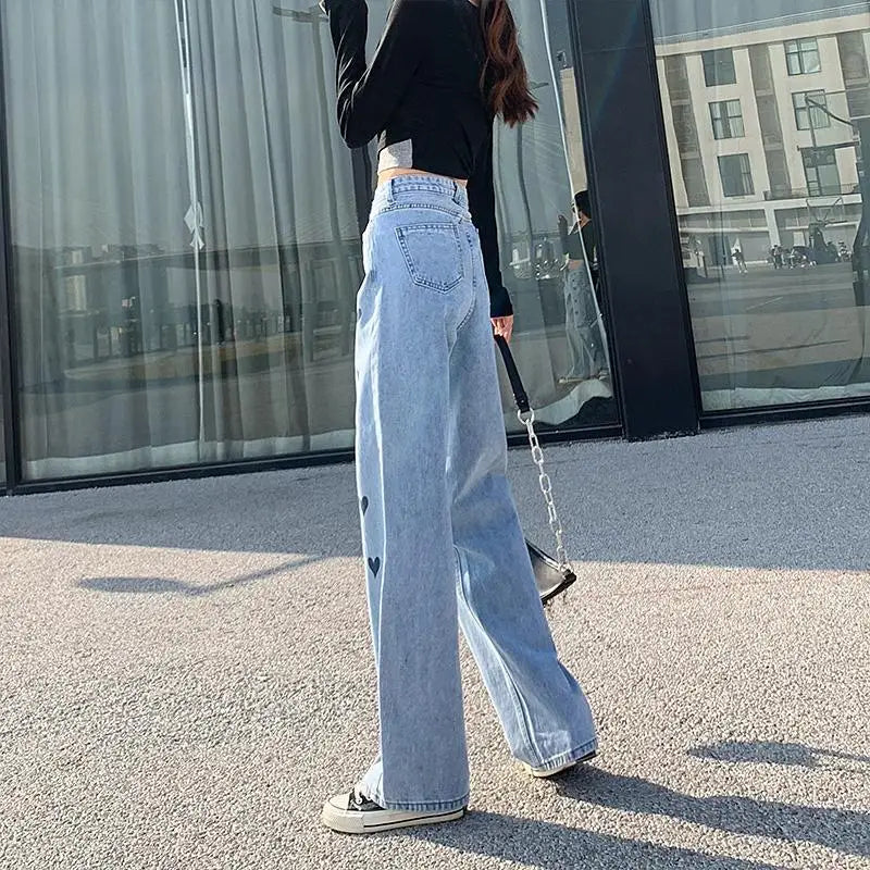 Chic Design High Waist Wide Leg Streetwear Baggy Jeans