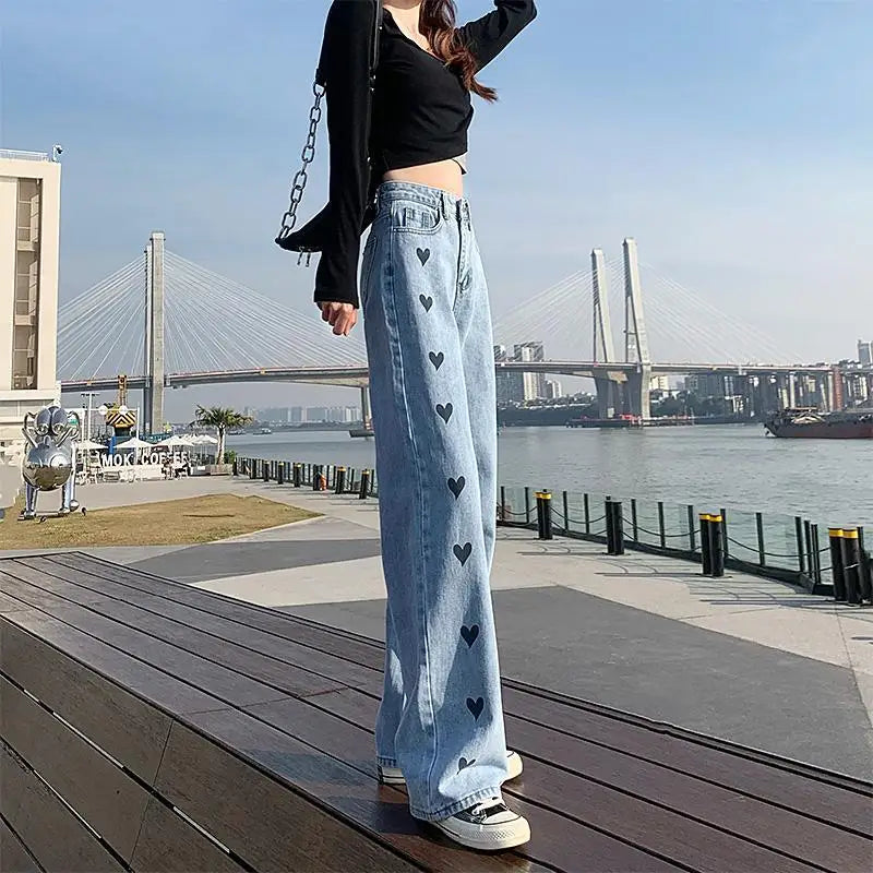 Chic Design High Waist Wide Leg Streetwear Baggy Jeans