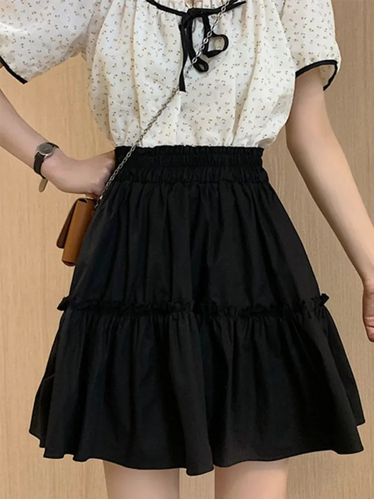 Cute Fungus Patchwork High Waist Mini Skirt