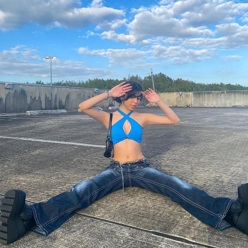 Y2K Grunge Vintage Low Waisted Skinny Flare Pants