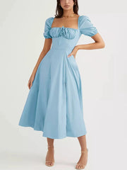 Clancy Ruched Tie Up Dress