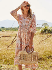 Bohemian A Line Floral Dress