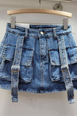 Cargo Pocket Straps A-Line mini Skirt