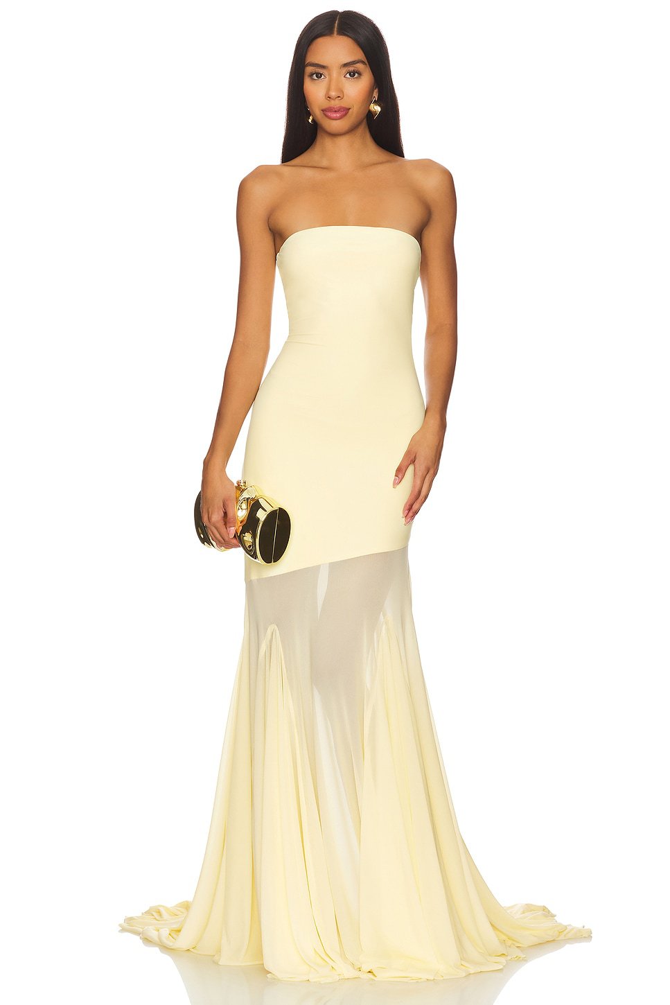 Tube Top Slim Fit Hip-hugging Mesh Solid Color Dress