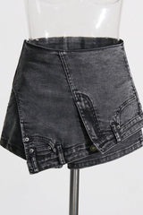 Denim stitching irregular washed old skirt