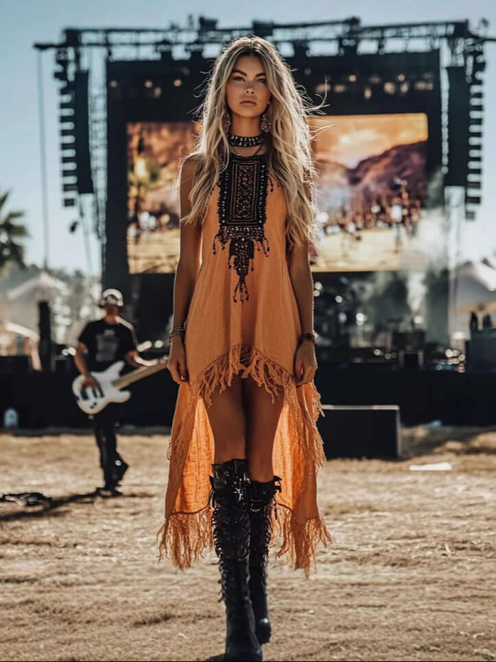 Coachella Sunset Fringe Dress