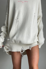 Hip-hop Ripped Pullover Hooded Sweater
