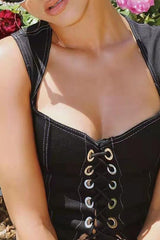 American denim strap sexy top