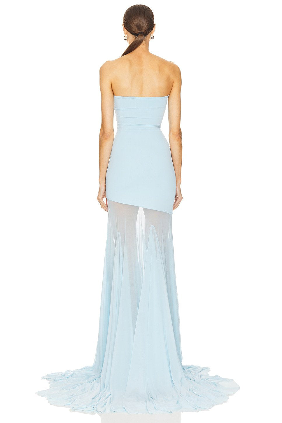 Tube Top Slim Fit Hip-hugging Mesh Solid Color Dress