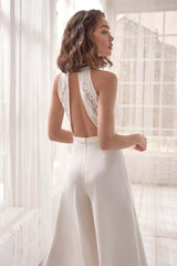 Deep v halter neck elegant jumpsuit