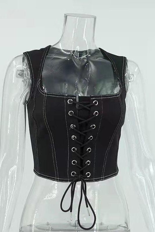 American denim strap sexy top