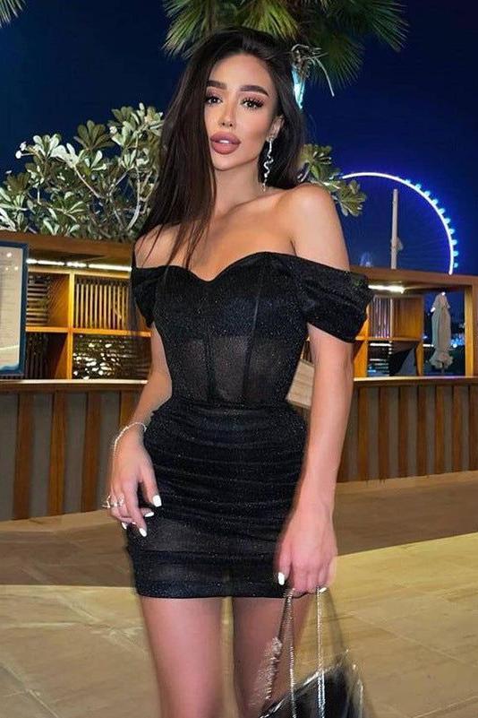 Backless Tube Top Wrinkled Tight Hip Dress