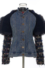 Denim stitching removable two-piece denim jacket