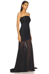 Tube Top Slim Fit Hip-hugging Mesh Solid Color Dress