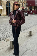 Adjustable Cuffs Leather Jacket