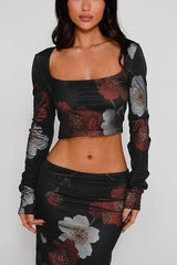 Flower Print Two Piece Suit
