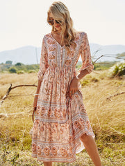 Bohemian A Line Floral Dress