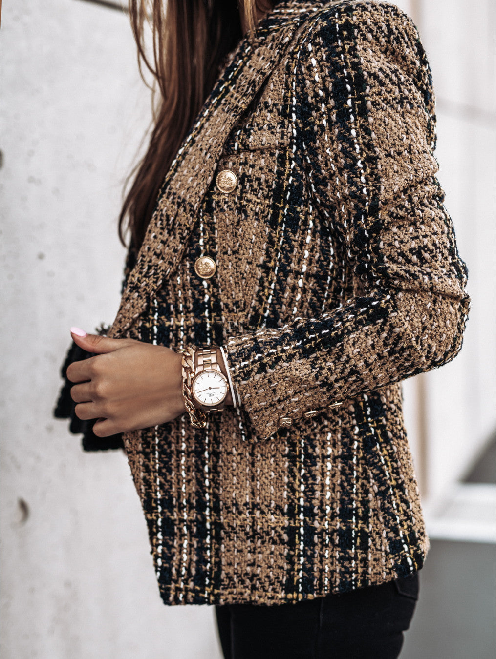 Retro Slim Plaid Blazer
