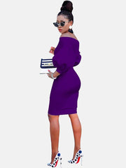 Off Shoulder Puff Sleeve Midi Dress