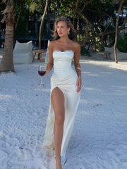 Elegant Twist Slit Satin Dress