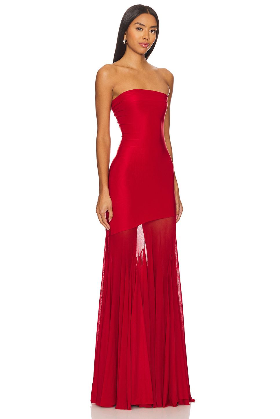 Tube Top Slim Fit Hip-hugging Mesh Solid Color Dress