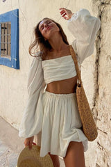 Backless Top Short Skirt Two-piece Set