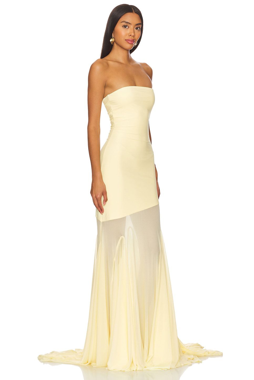 Tube Top Slim Fit Hip-hugging Mesh Solid Color Dress
