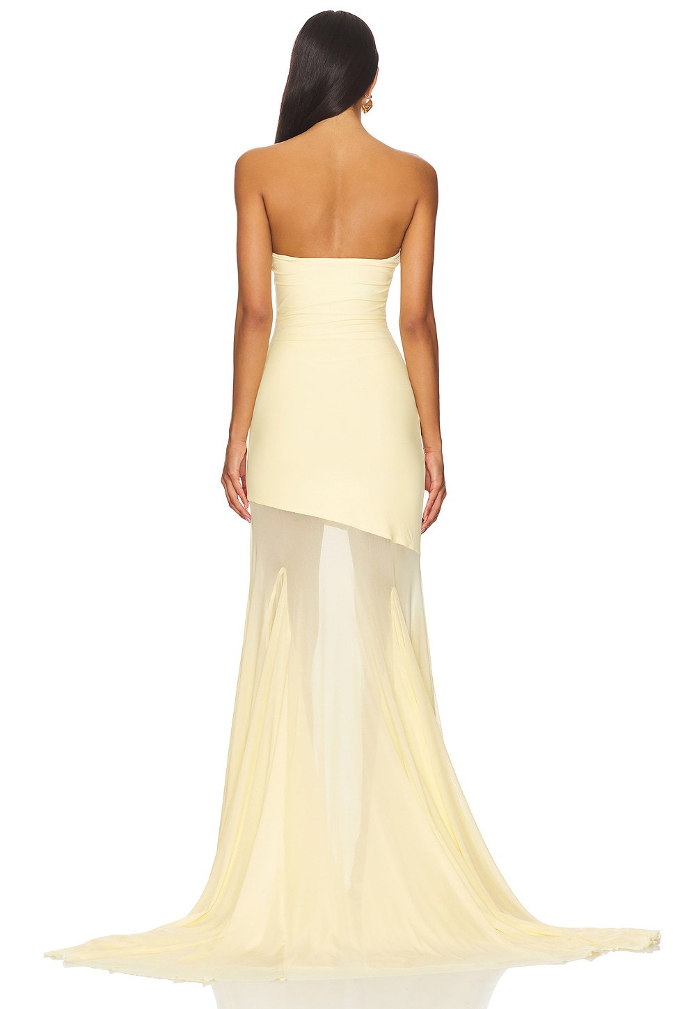Tube Top Slim Fit Hip-hugging Mesh Solid Color Dress