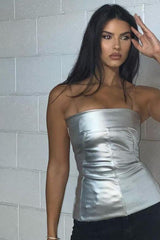 Chest-wrapped slim-fit bright top