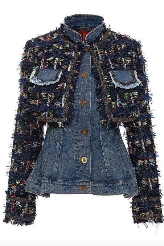 Denim stitching removable two-piece denim jacket