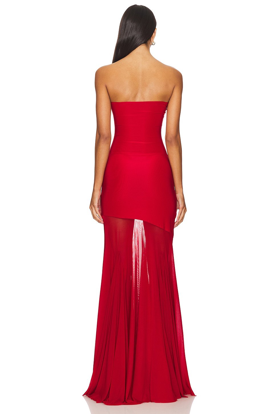 Tube Top Slim Fit Hip-hugging Mesh Solid Color Dress