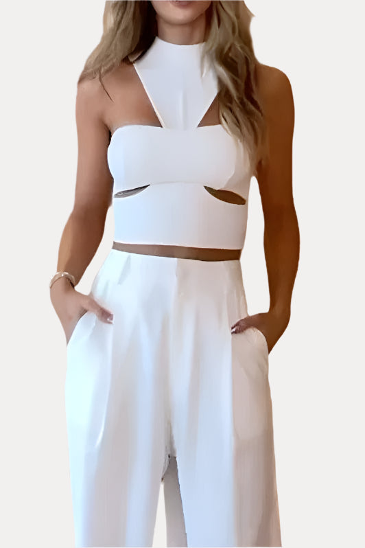 Halter top and wide leg pant set