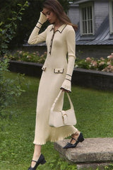 French light ruffled knitted dress