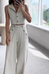 Elegant micro-flared pants suit