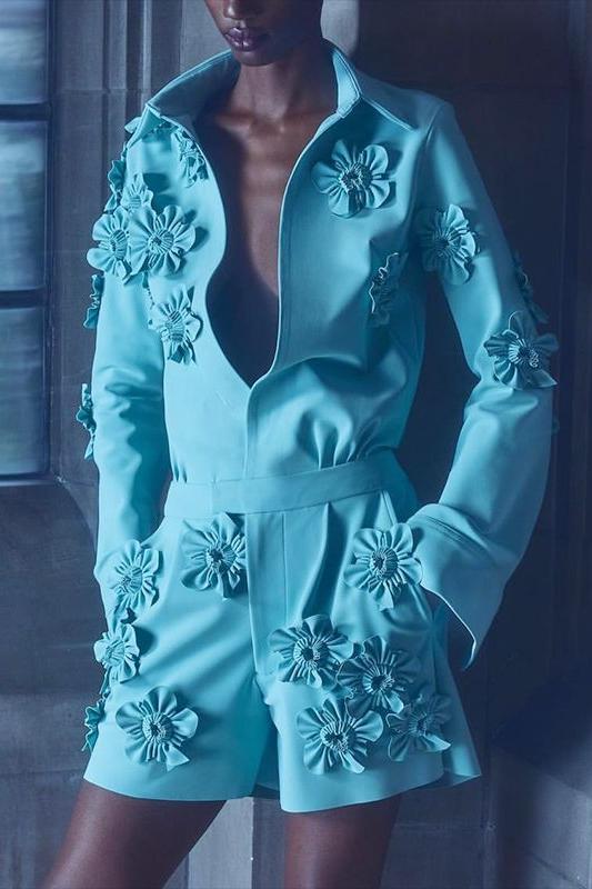 Flower design waist slimming jumpsuit