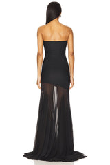 Tube Top Slim Fit Hip-hugging Mesh Solid Color Dress