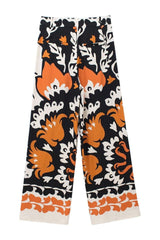 Casual printed pleated pants