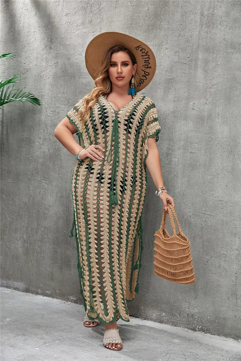 Bikini Cover up Long Dress Female Robe Plus Size Swimsuit