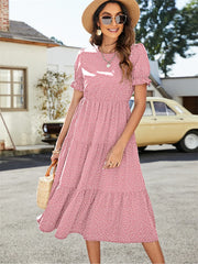 Summer Casual O Neck Short Sleeve Beach Boho Dress