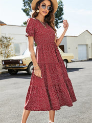 Summer Casual O Neck Short Sleeve Beach Boho Dress