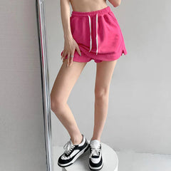 Sporty Solid Color Drawstring Casual Skirt