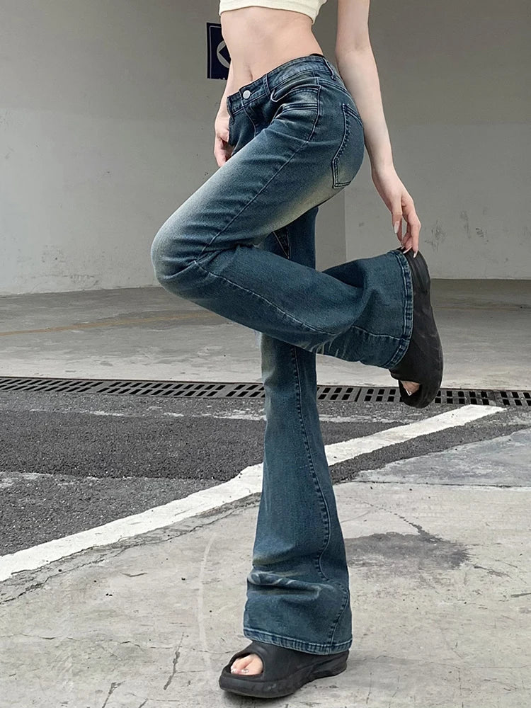 Cyber Y2K Grunge Fairycore Denim Trousers for