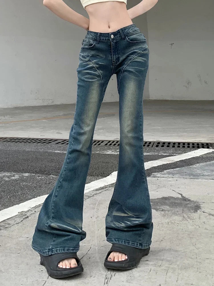 Cyber Y2K Grunge Fairycore Denim Trousers for