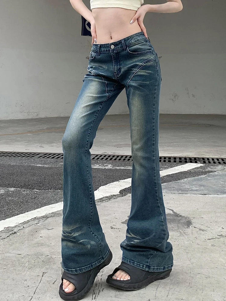 Cyber Y2K Grunge Fairycore Denim Trousers for