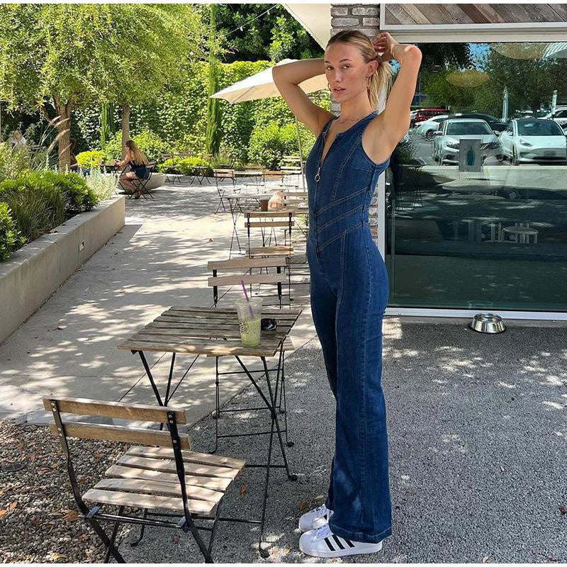 Day Dreaming Denim Heart Backless Jumpsuit