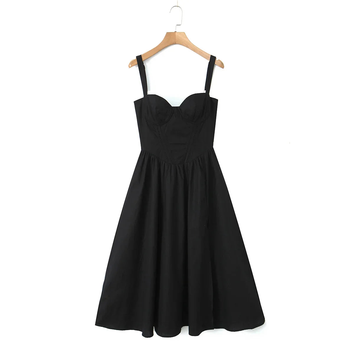Bustier Strap Slit Midi Dress